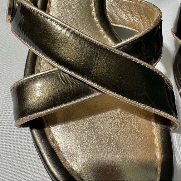Cole Haan Wedge Sandals Green and Gold Size 5B - Picture 2 of 11